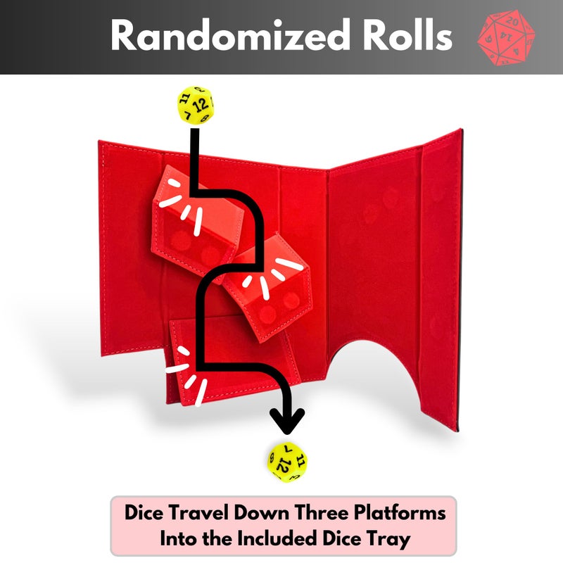 Luck Lab Folding Dice Tower and Dice Tray for RPG Table Top Gaming - Black/Red - Dragon Design - Image 4